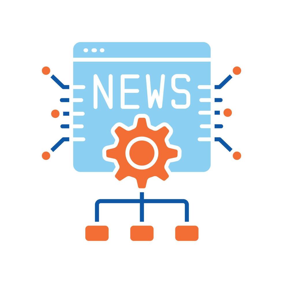 Automatic compilation news digests color flat icon for digital and print projects. vector