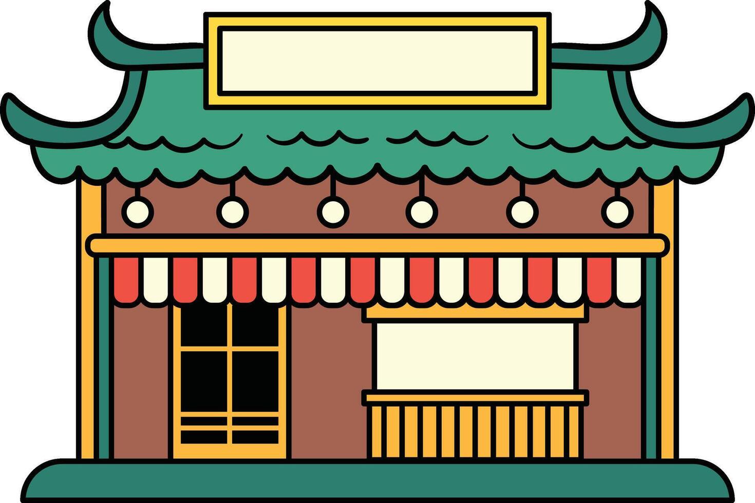Korean style food stall with lanterns illustration vector