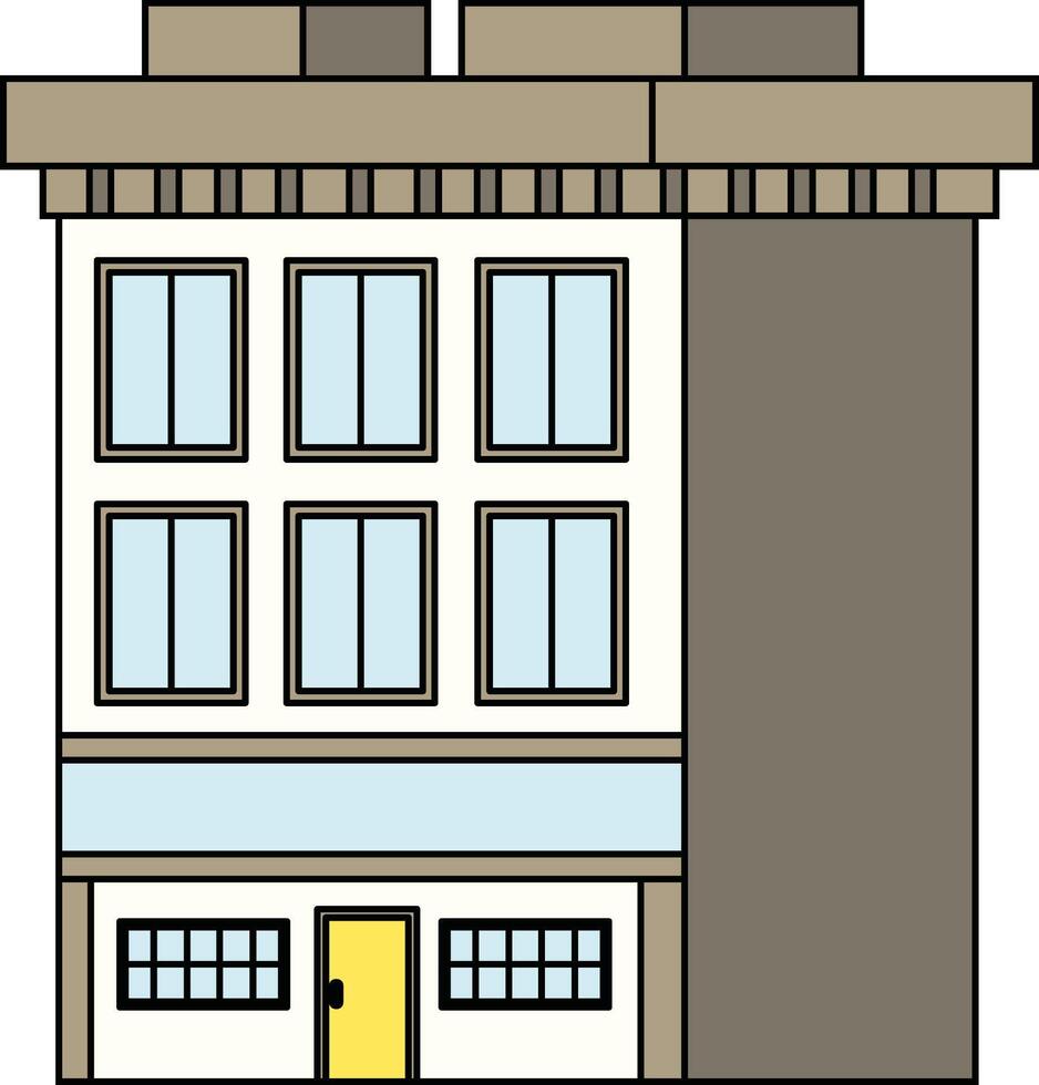 Modern tall building with flat roof illustration vector