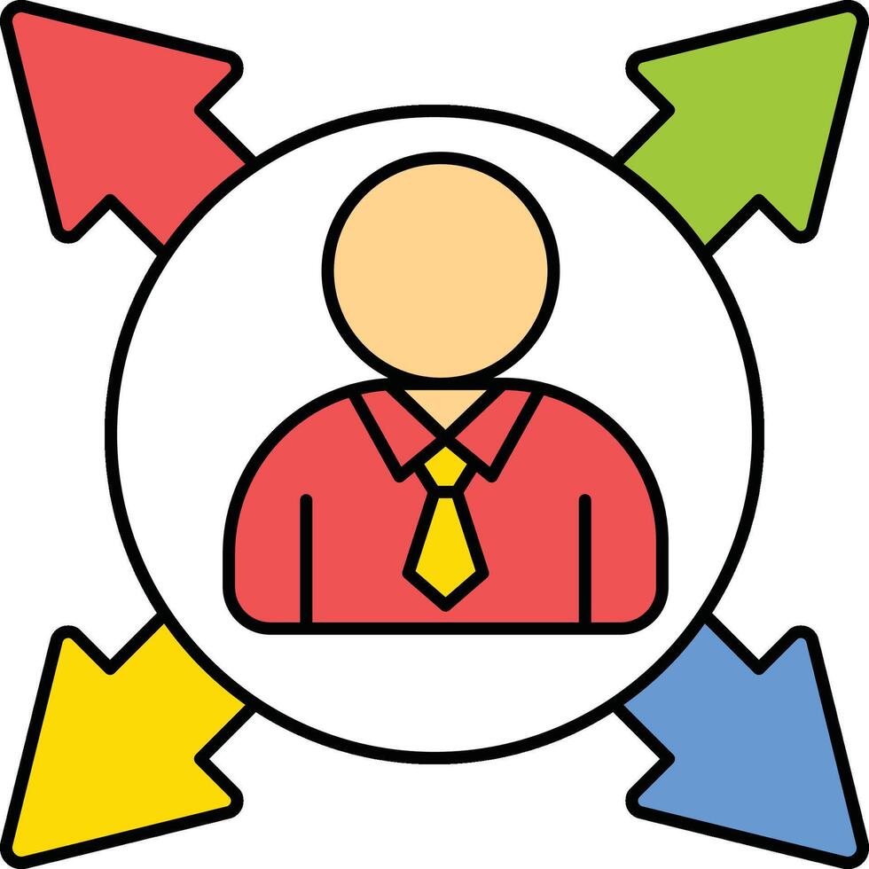 Person with arrows in four directions illustration vector