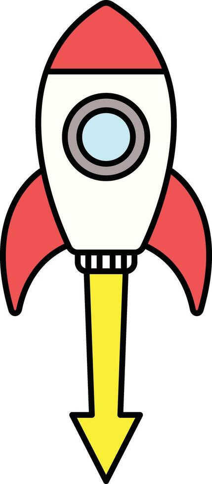 Cartoon rocket pointing downward illustration vector
