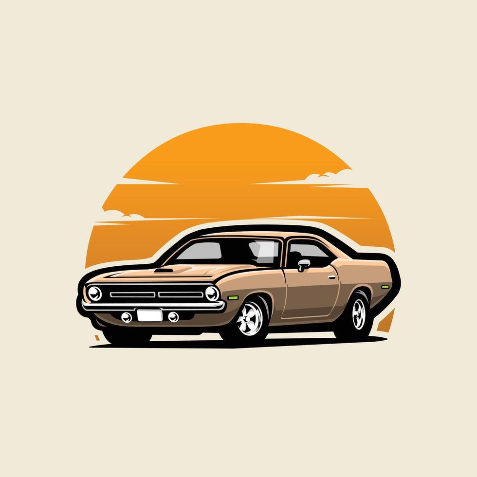 Classic Muscle Car Illustration Isolated. Best for Automotive Tshirt Design vector