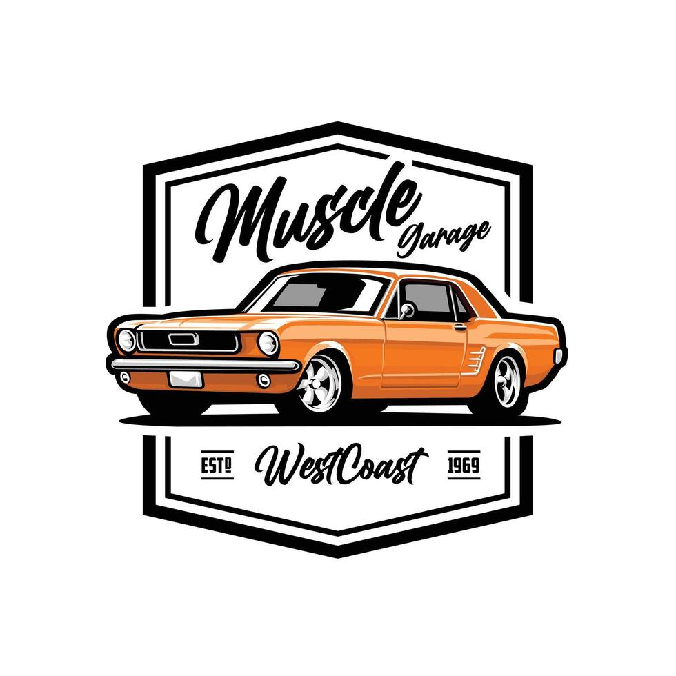 Classic American Muscle Car Garage Emblem Logo Isolated. Best for Automotive Tshirt Design vector