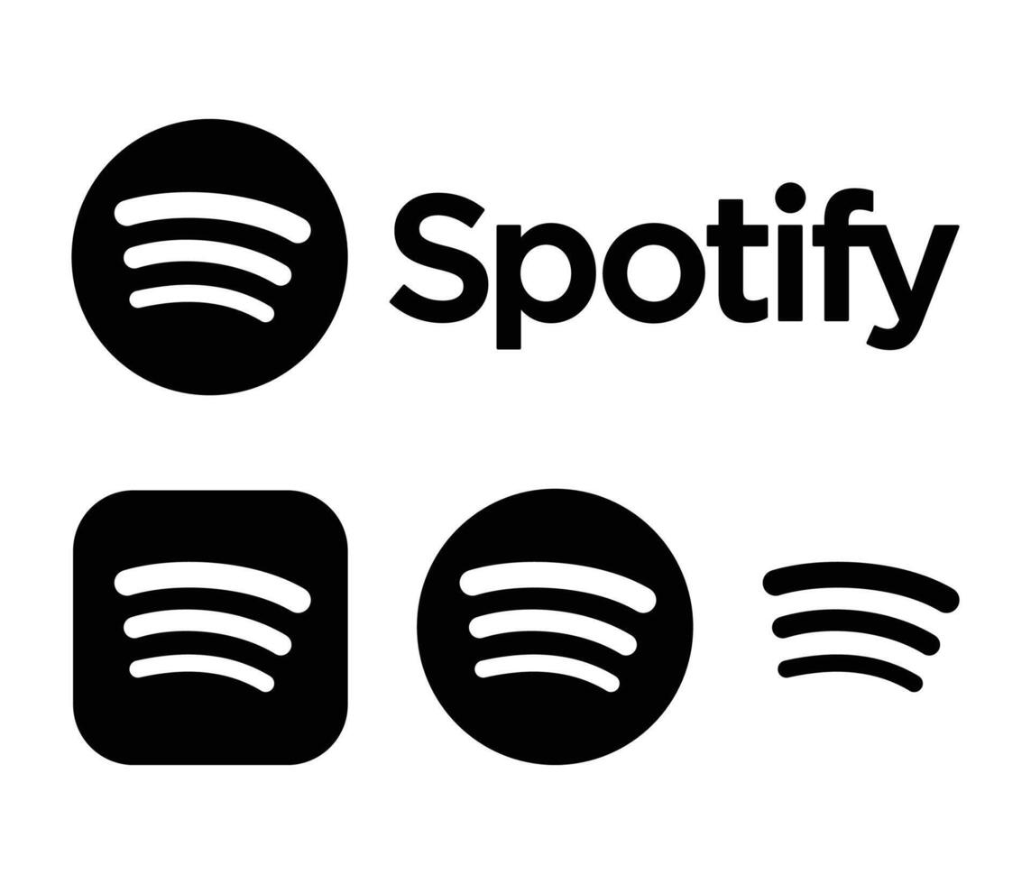 spotify logo set. spotify icon. Popular Music and podcasts listening app globally vector