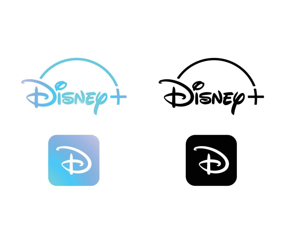 popular streaming service Disney plus logo. Online streaming service DisneyPlus vector
