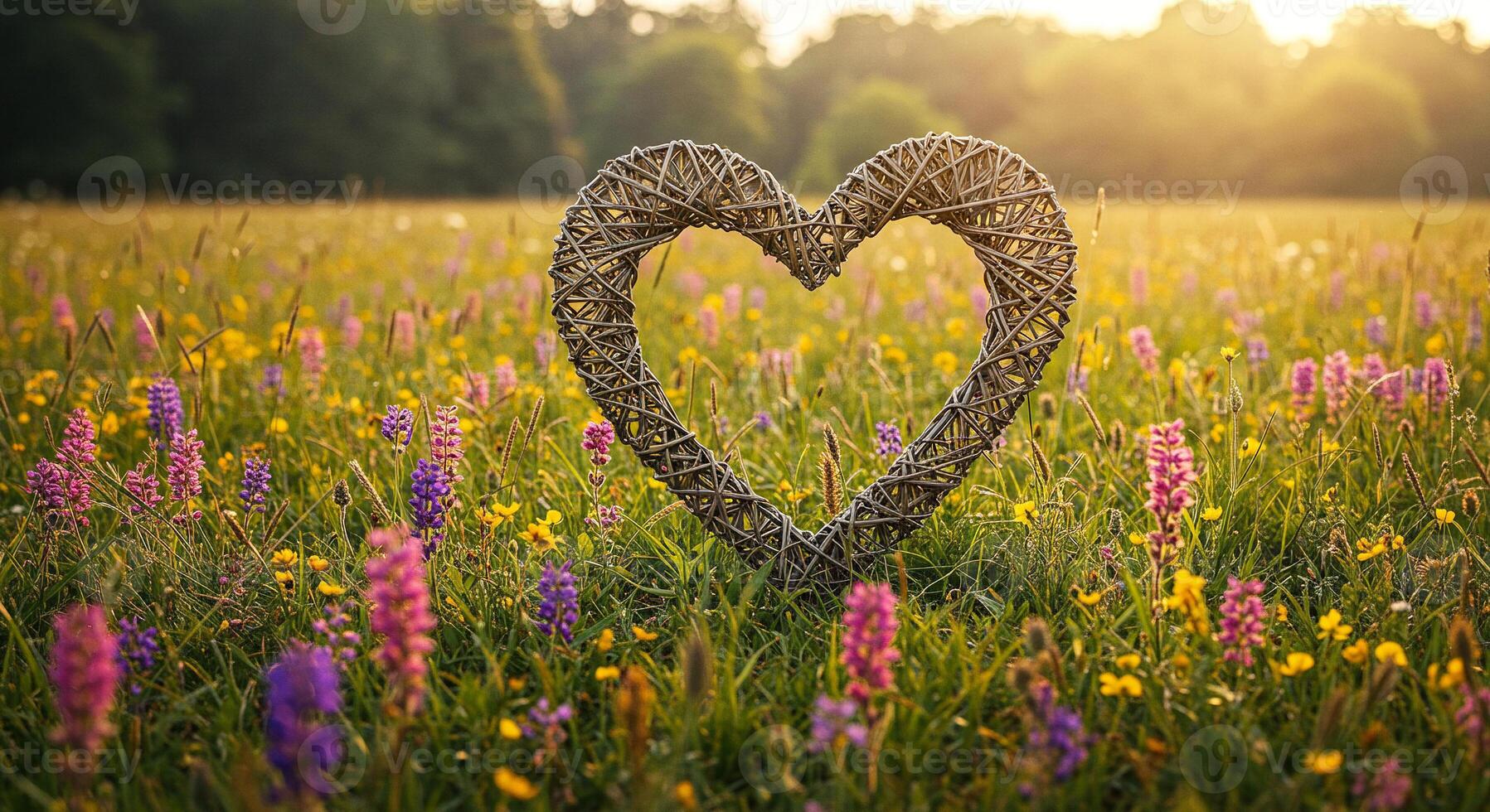 Woven Heart made of Wildflowers Meadow Nature Love Beauty Romance Spring Summer Copy Space photo