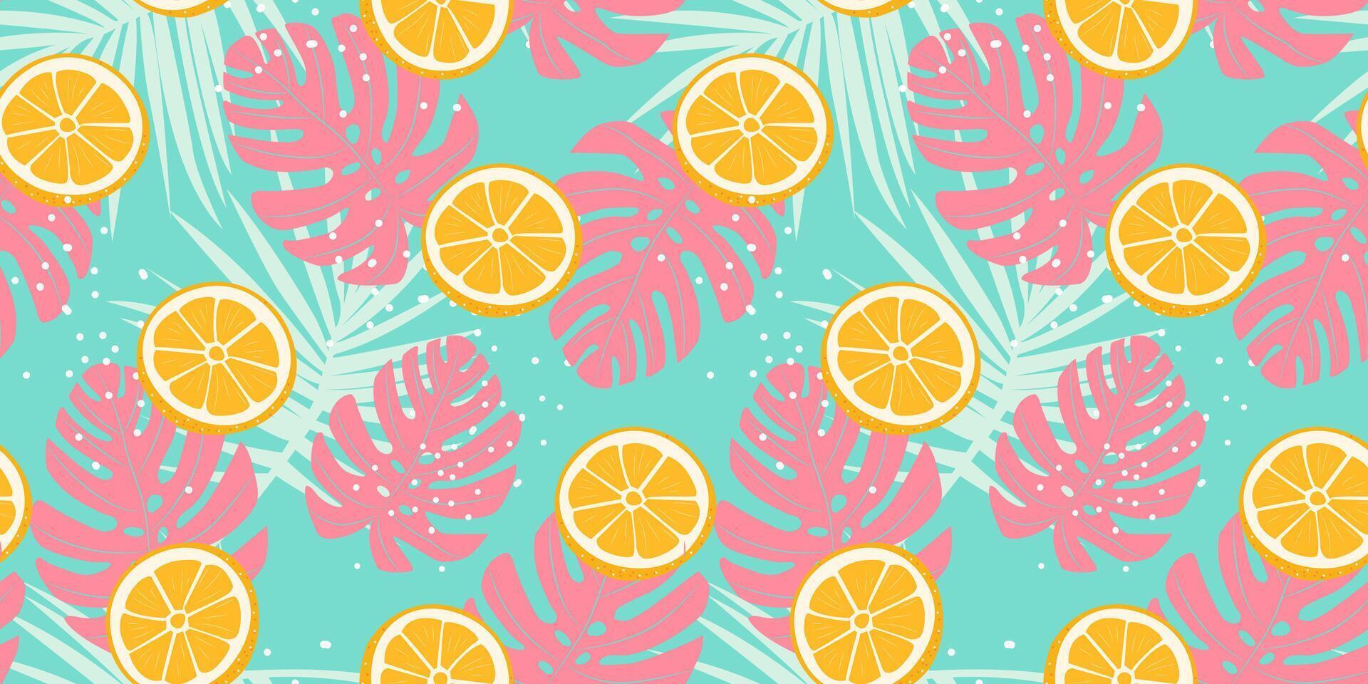 Pattern with Tropical fresh oranges fruits vector