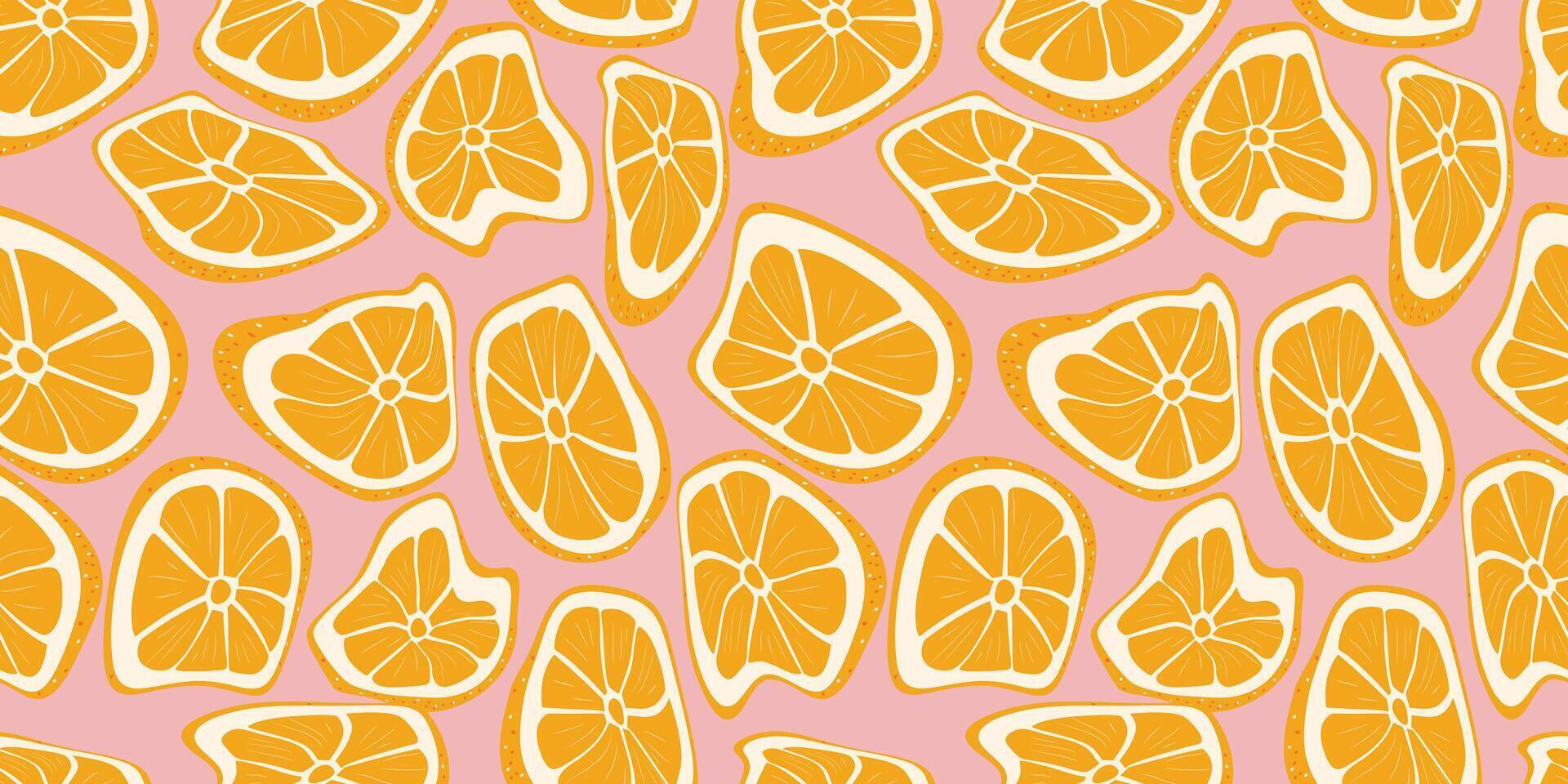 Liquid orange slices. Modern trendy pattern with fruit vector