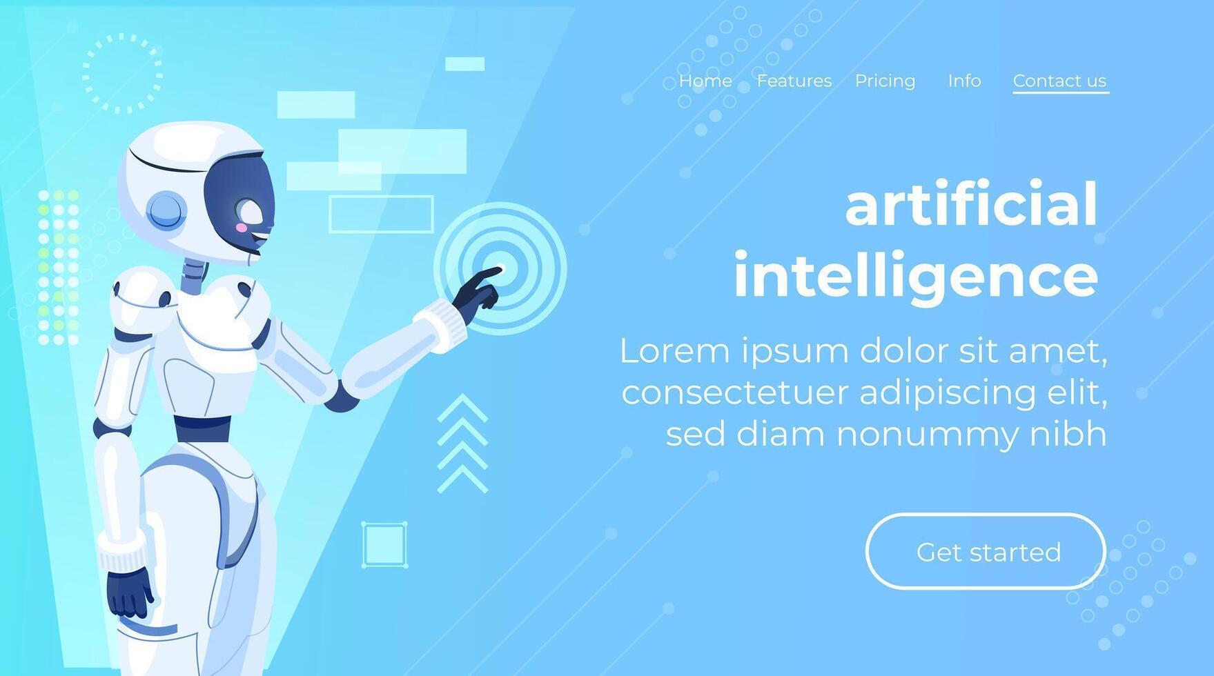 Robot tester finding, searching program bugs, mistakes. Artificial intelligence technology concept horizontal vector