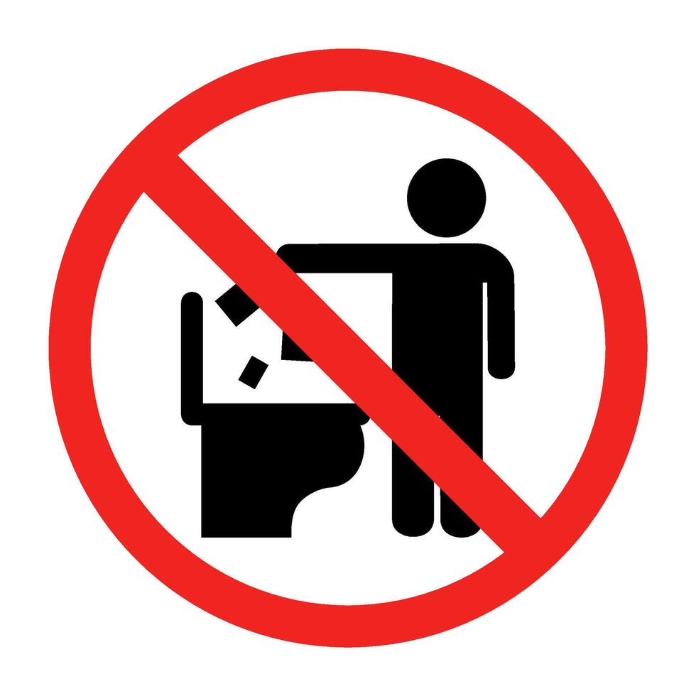 A prohibition sign indicating Do not litter in the toilet. vector