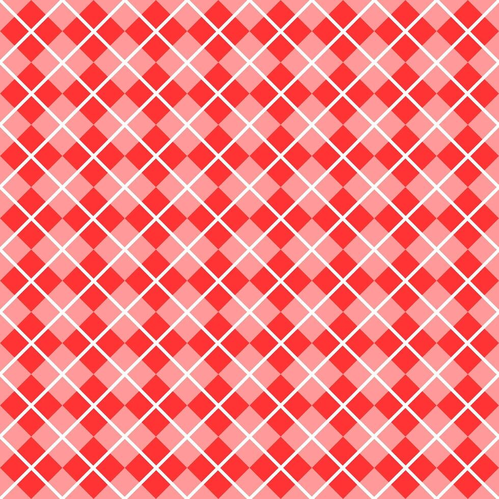 Simple red seamless argyle pattern with white lines. vector