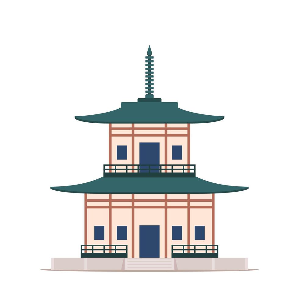 Traditional Japanese, Chinese, Asian pagoda building, flat style illustration isolated on white background. Traditional Japanese, Chinese, Asian pagoda building vector