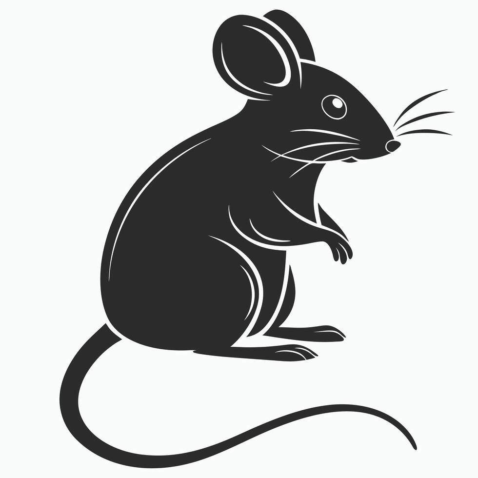 Elegant silhouette of a standing mouse animal illustration artwork design vector
