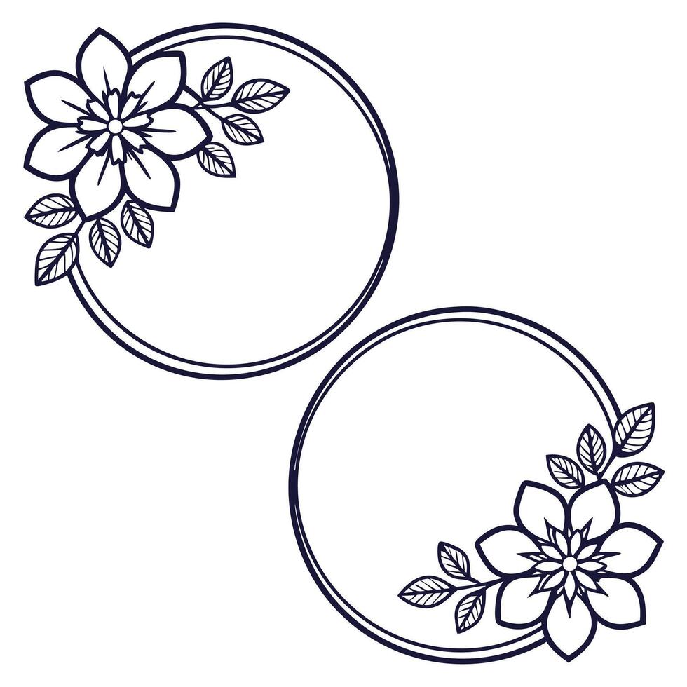 Floral frame illustration with elegant blossom and leaves design elements vector