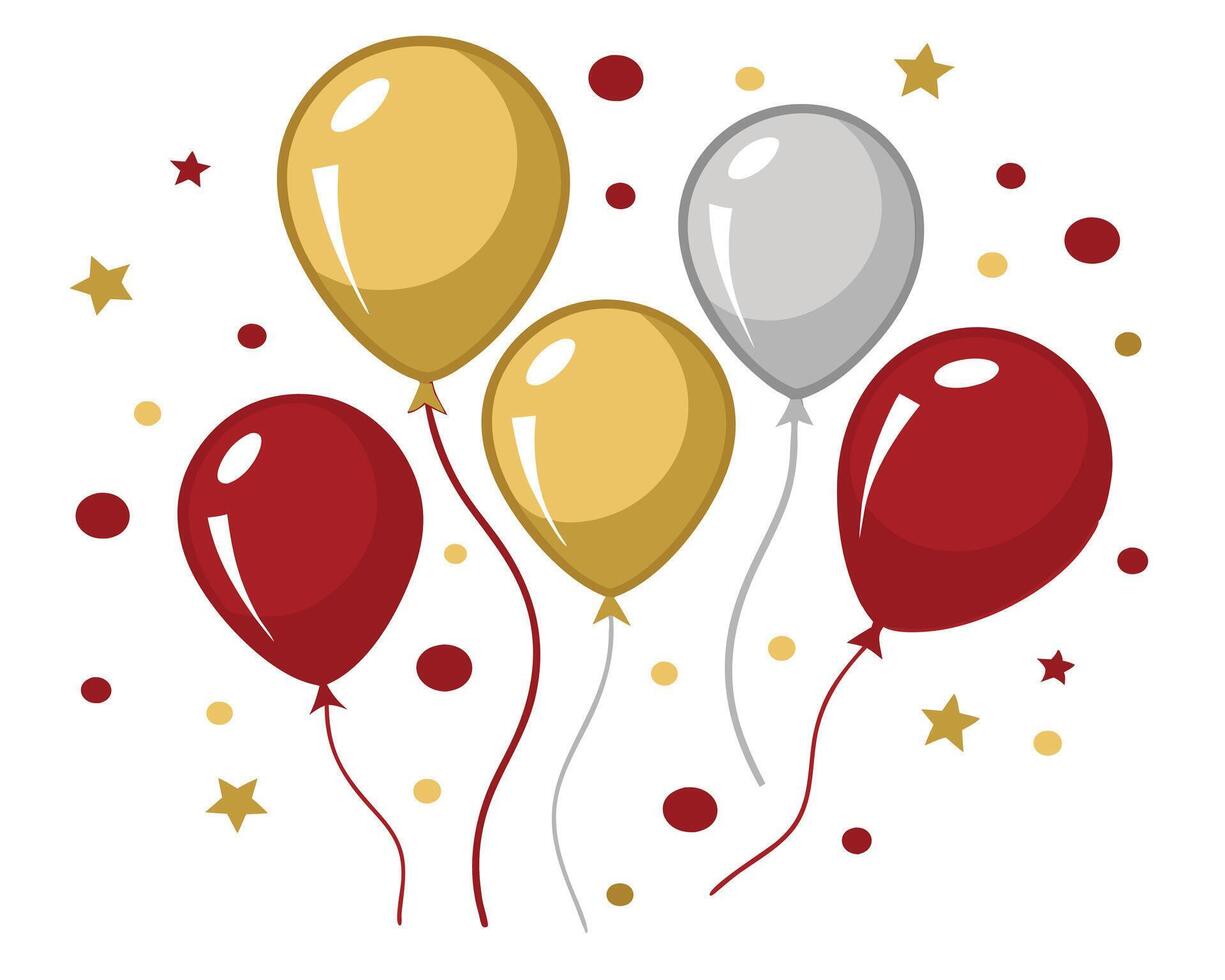 Festive balloons with confetti and stars celebration design graphic illustration vector