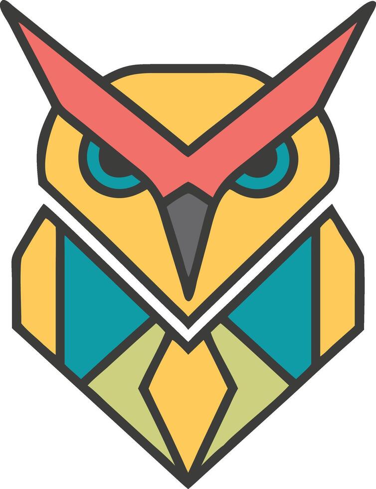 Colorful geometric owl illustration represents wisdom education and creative design concepts vector