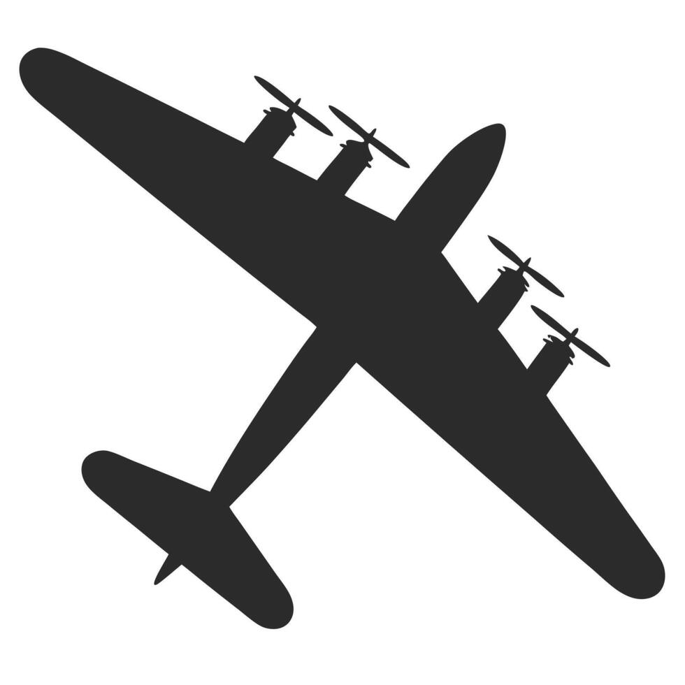 Silhouette of a vintage four engine airplane detailed graphic design vector