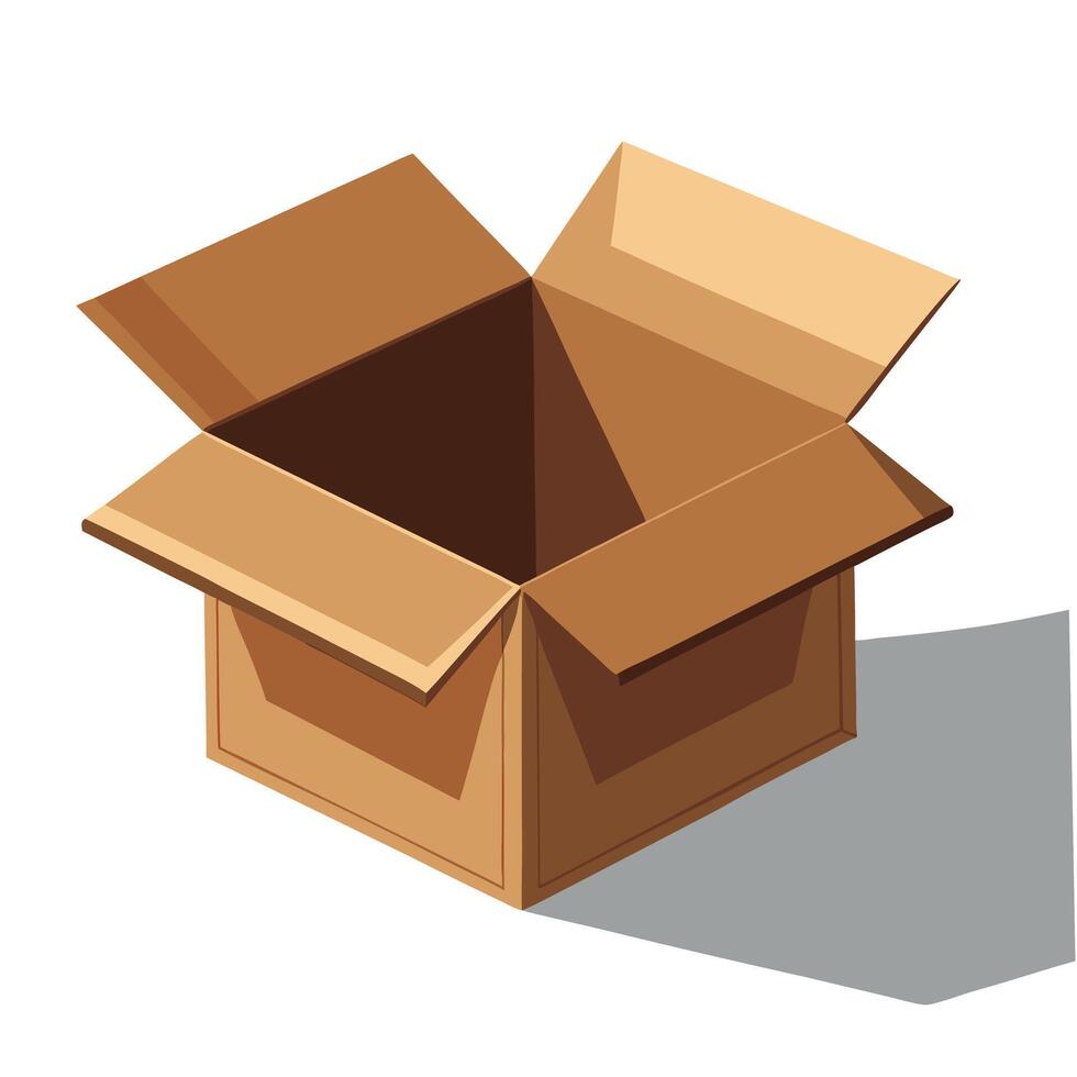 illustration of a brown open cardboard box for packaging delivery and storage vector