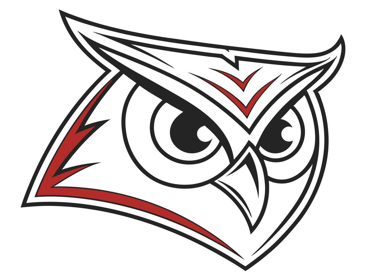 Modern owl head design with red accents a stylish illustration for logos and emblems vector