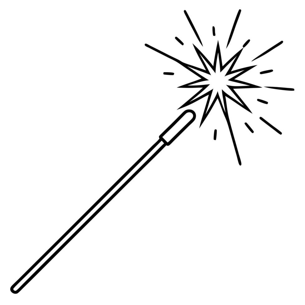 Minimalist line art sparkler illustration celebrating festive occasions and special events vector