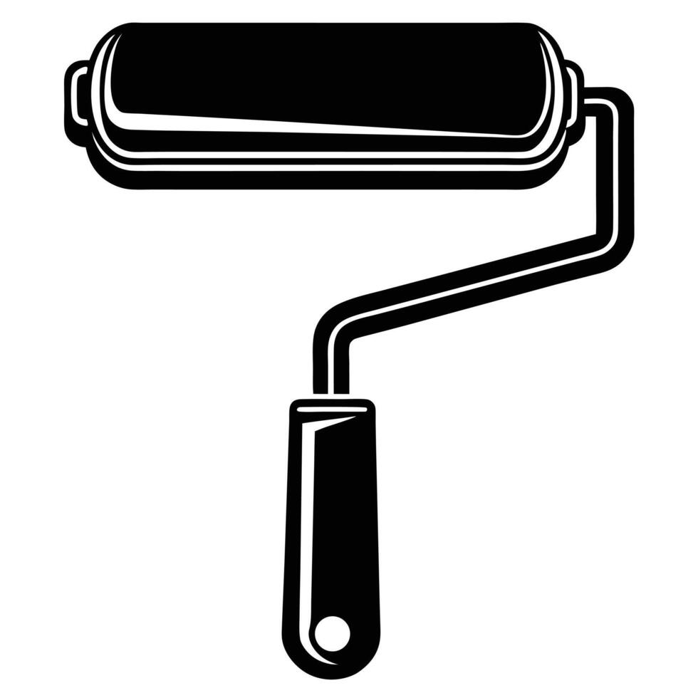 Black and white paint roller icon design illustration for home renovation and diy concepts vector