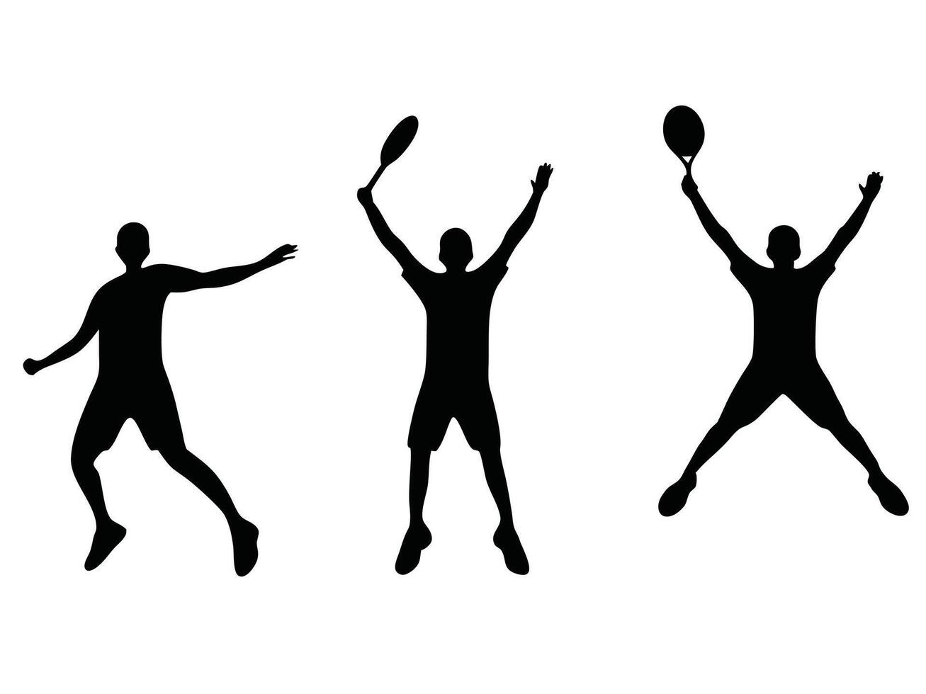 Tennis player silhouettes set in action poses on a white background vector