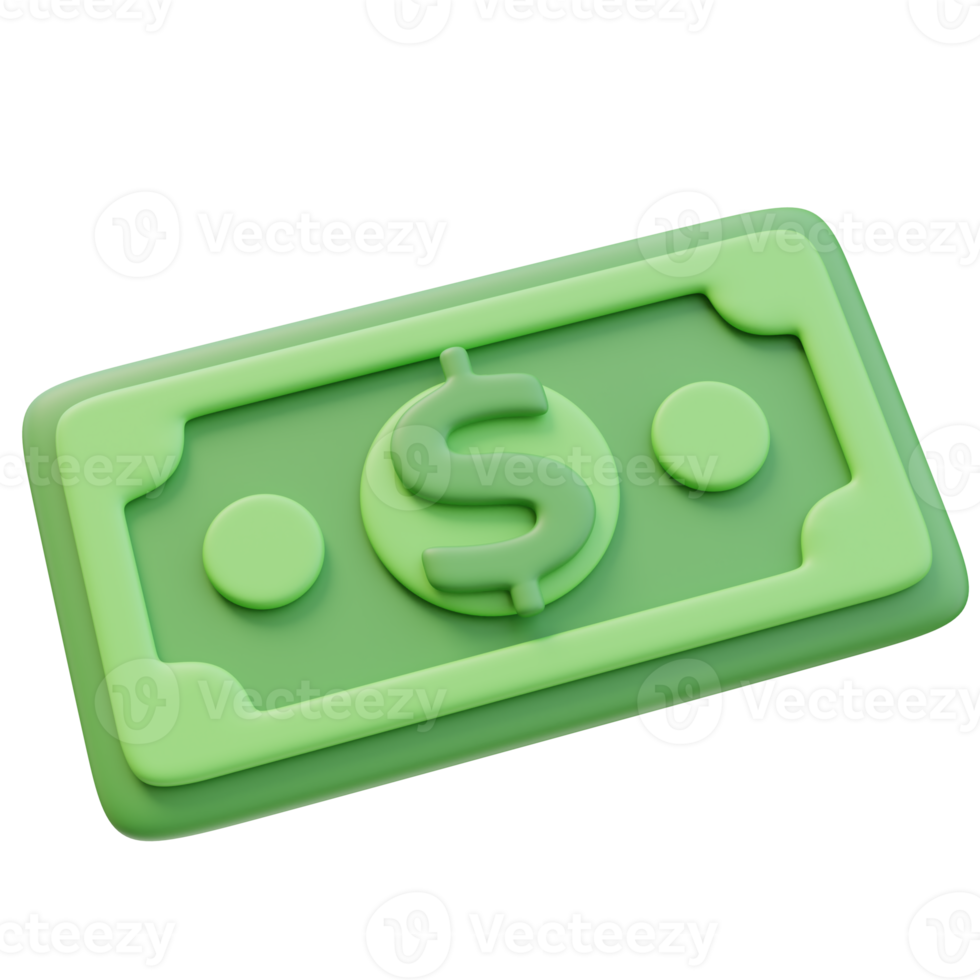 3D Rendering Green Money Banknote Dollar Sign. Money Finance Concept. 3D Illustration Design png