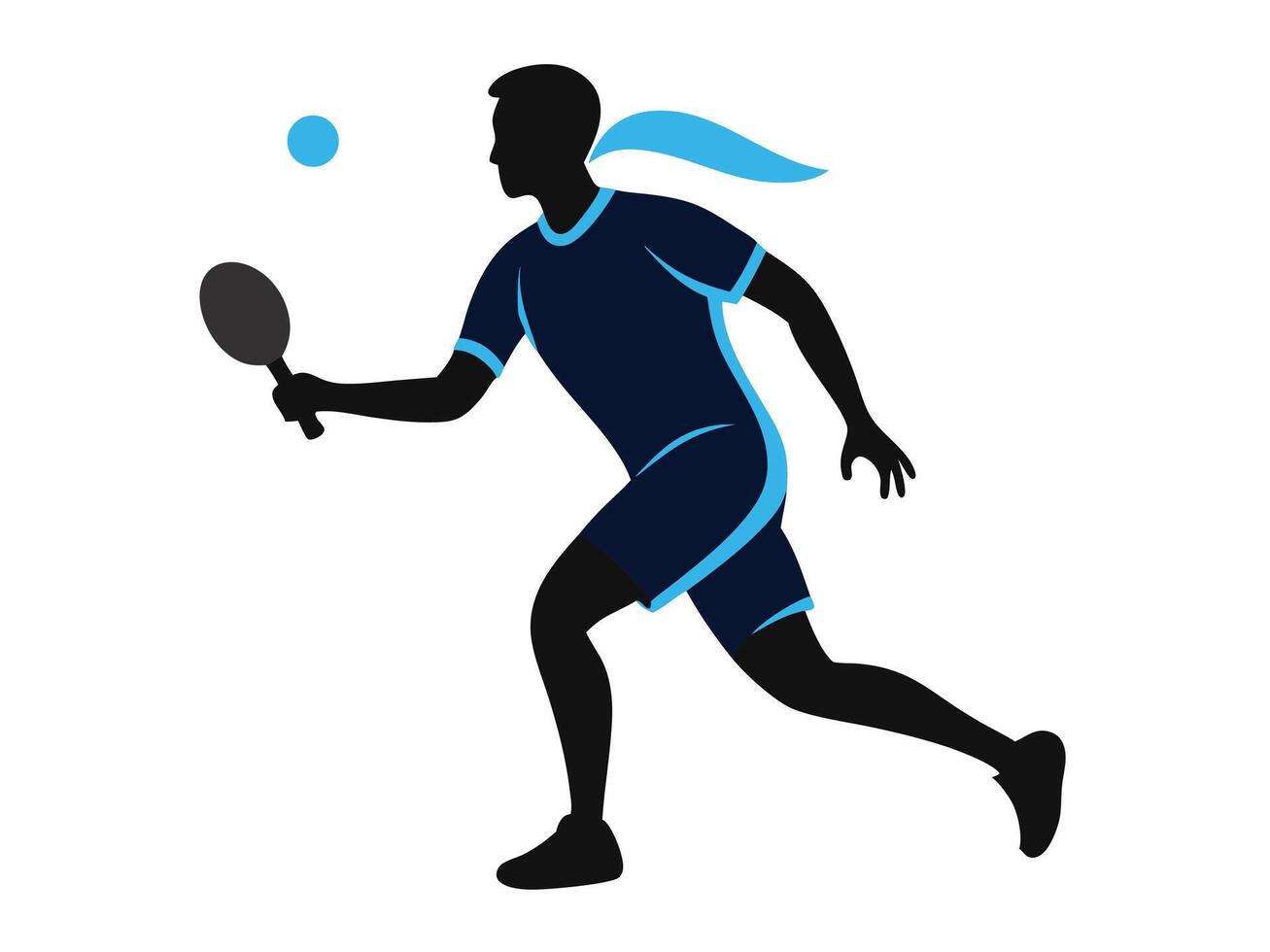 Silhouette table tennis player hitting ball with racket during competition game vector