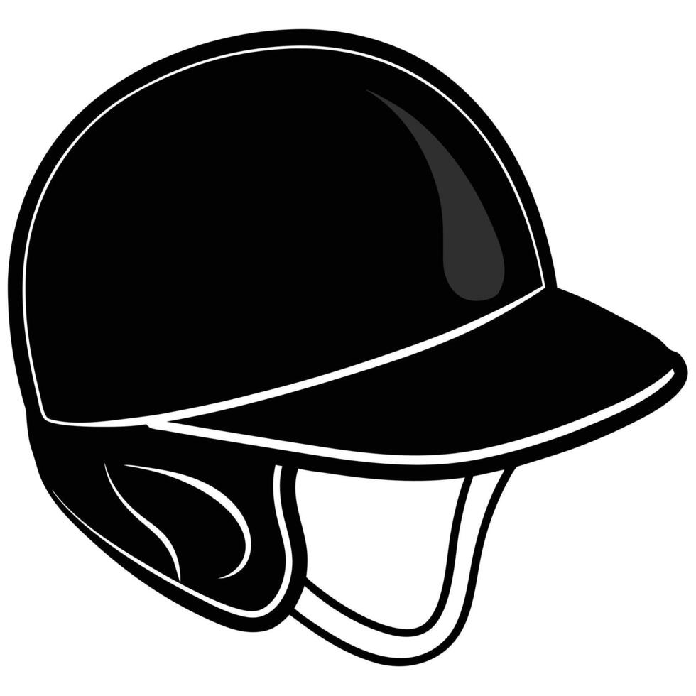 Isolated black baseball helmet illustration protective headgear design sport equipment vector