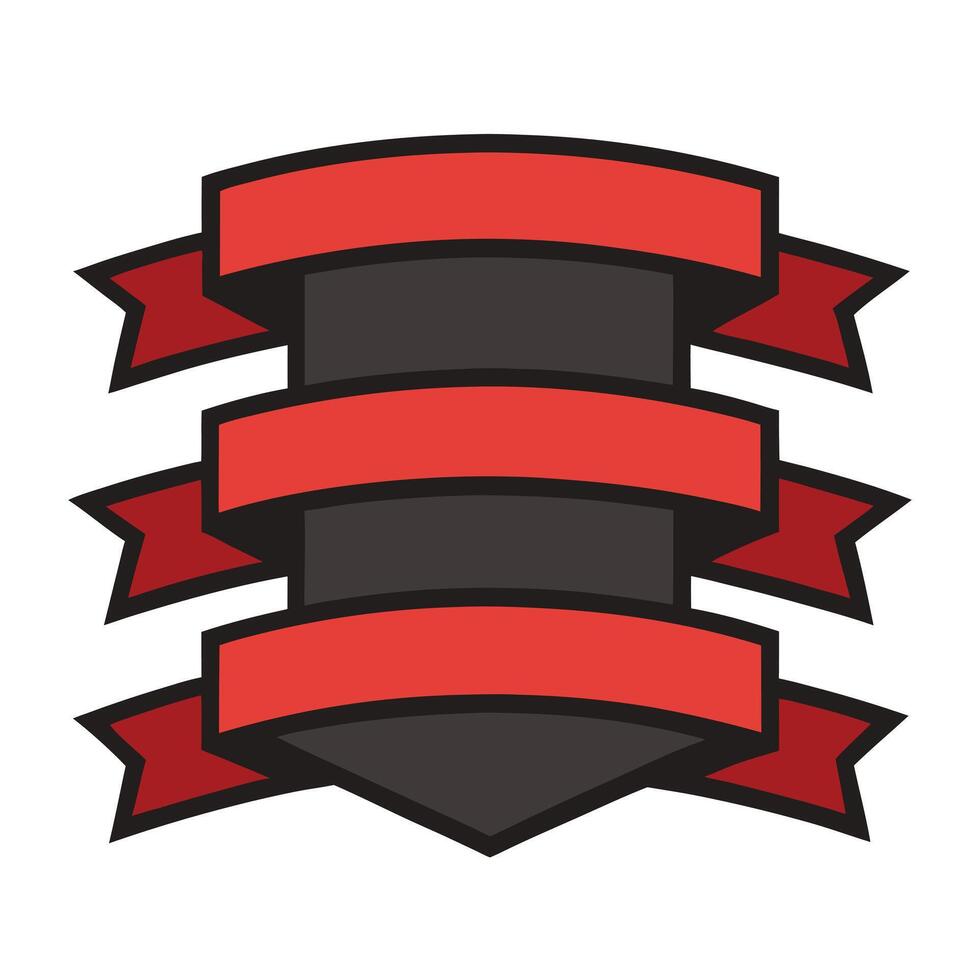 Decorative red and black ribbon banner graphic element vector