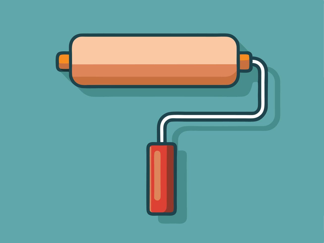 Simple illustration of a paint roller with an orange and red design on a blue background vector