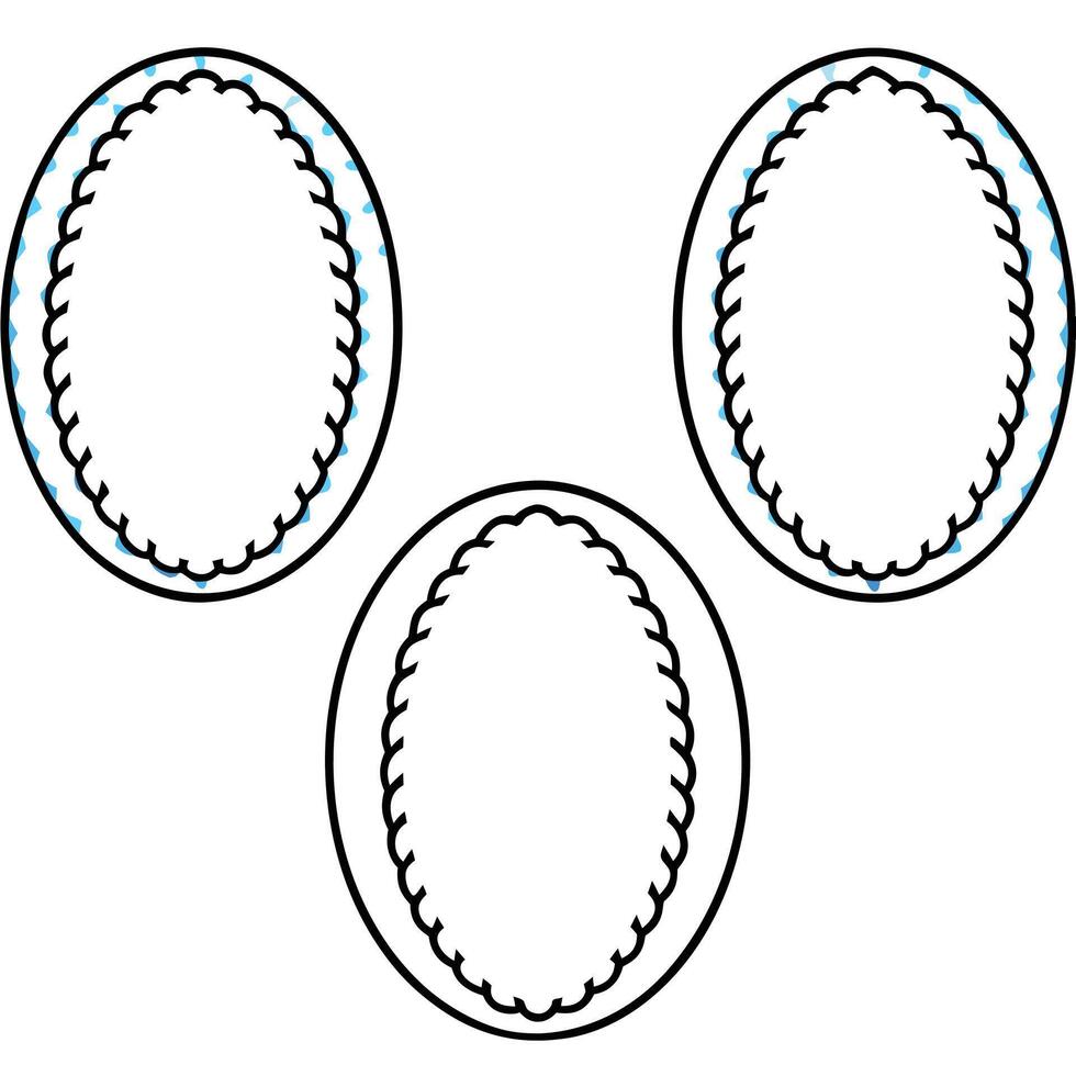Three empty oval frame illustrations with decorative borders for text or images vector