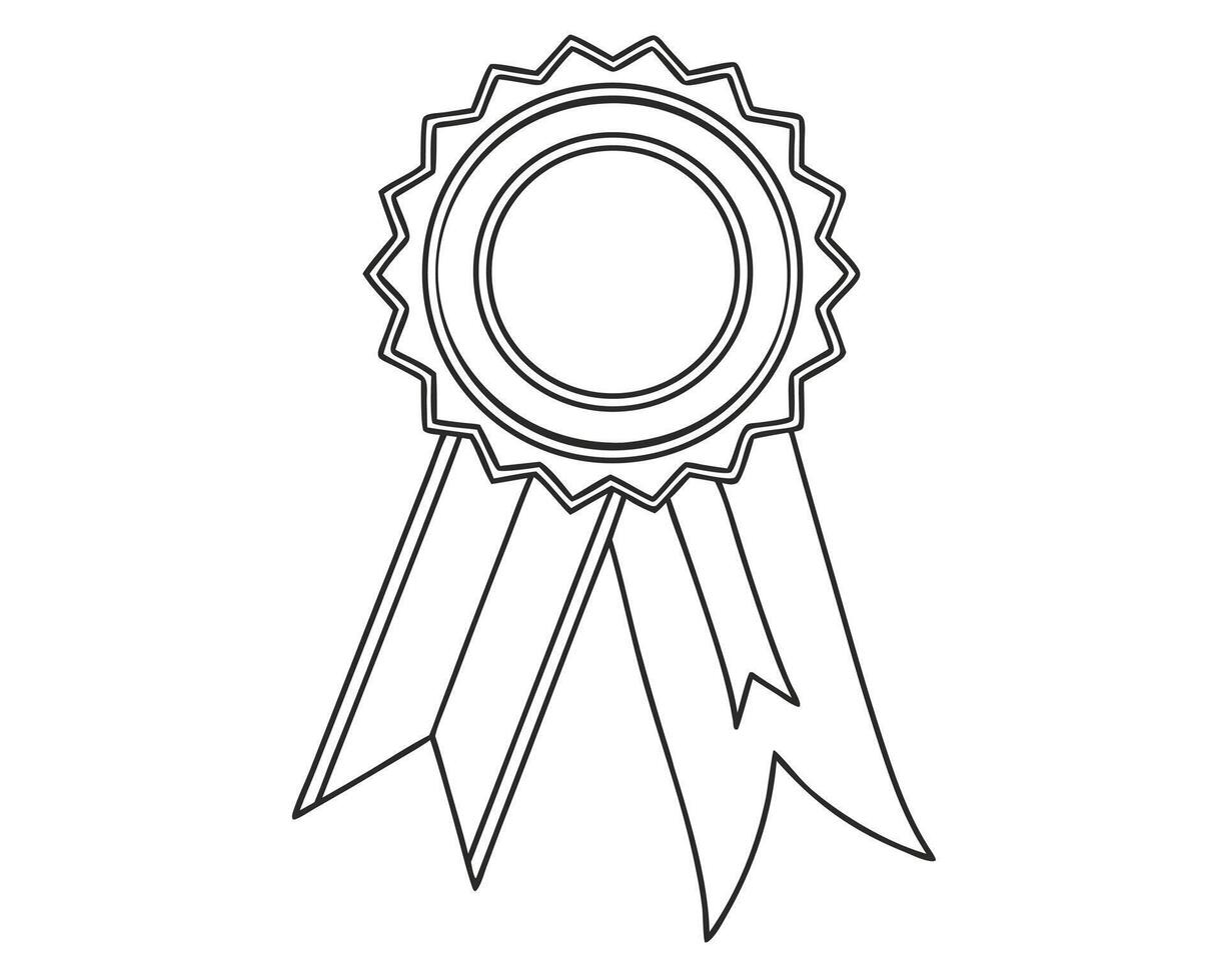 Outline illustration of award rosette with ribbons graphic template vector