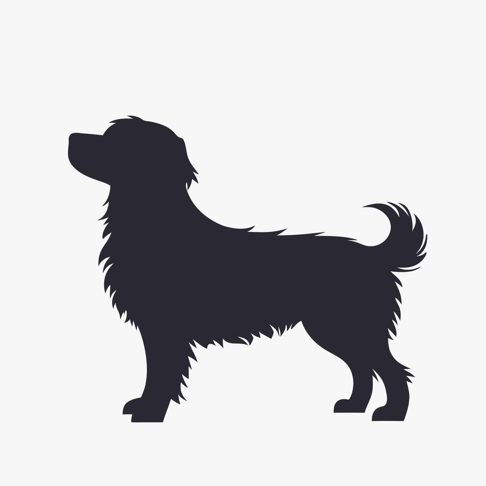 Elegant silhouette of a long haired dog standing in profile view vector