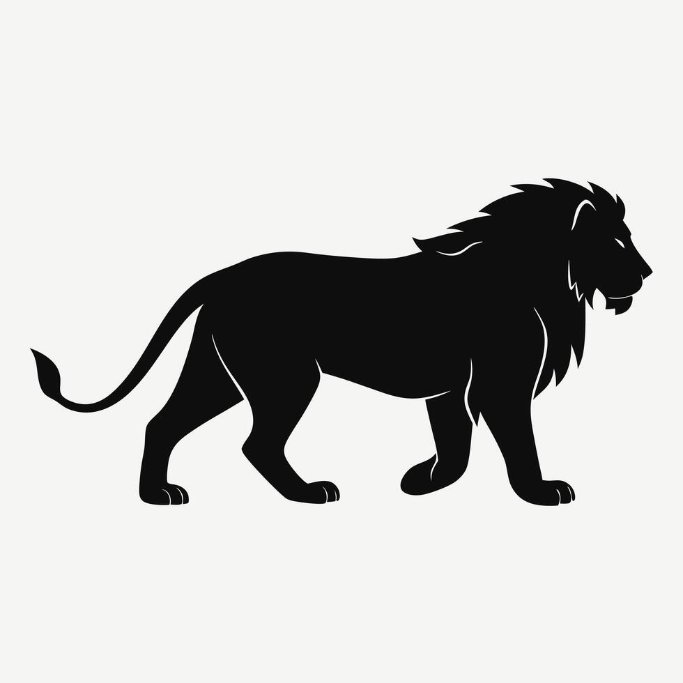 Majestic lion silhouette walking wild african animal design element illustration vector