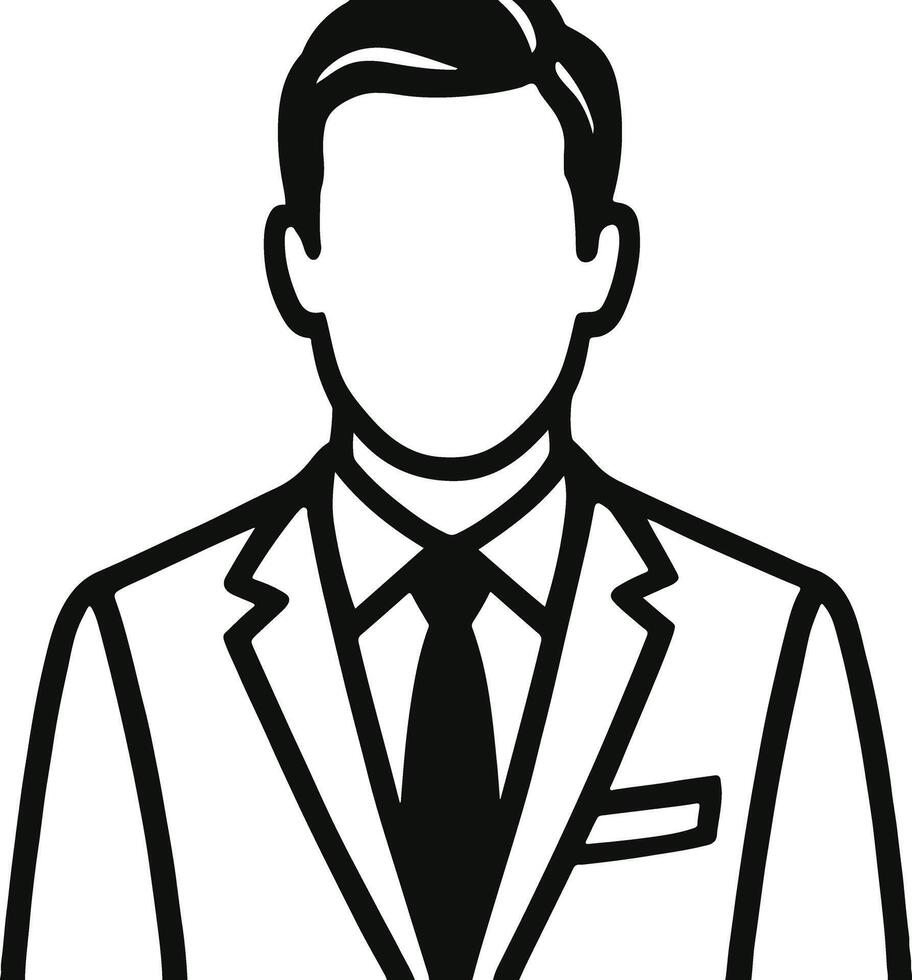Black outline drawing of a faceless businessman in a suit and tie ideal for icons branding and prints vector