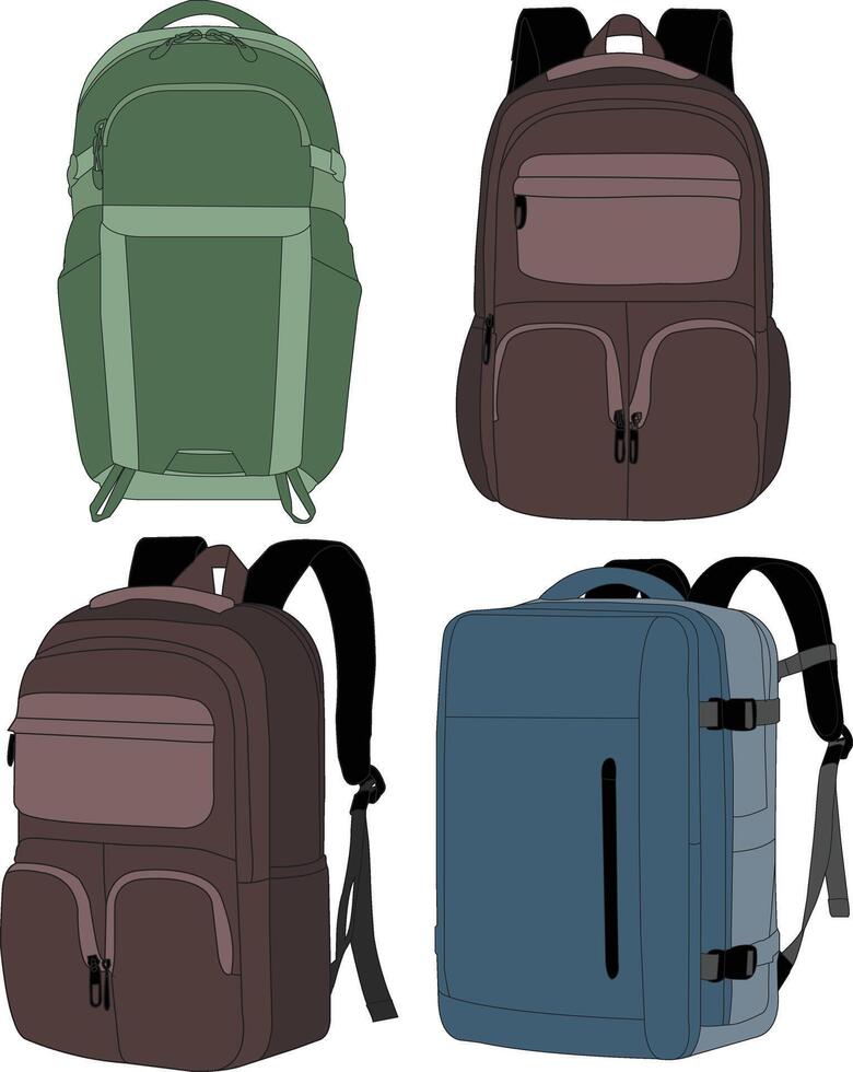 set of Bags Isolated sling bag, Icon School hand bag flat illustration set, bag line icon isolated, fashion bags collection colorfull vector