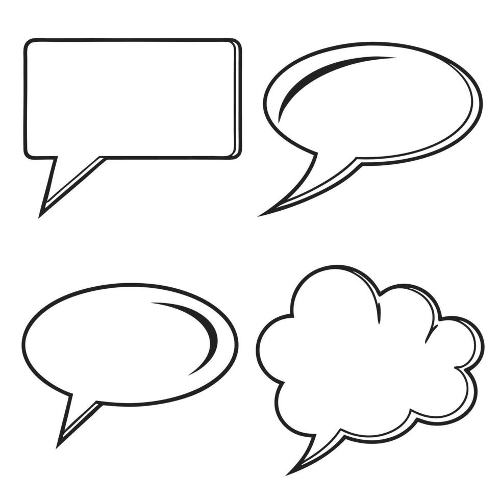 Four simple black and white speech bubbles for dialogue and communication vector