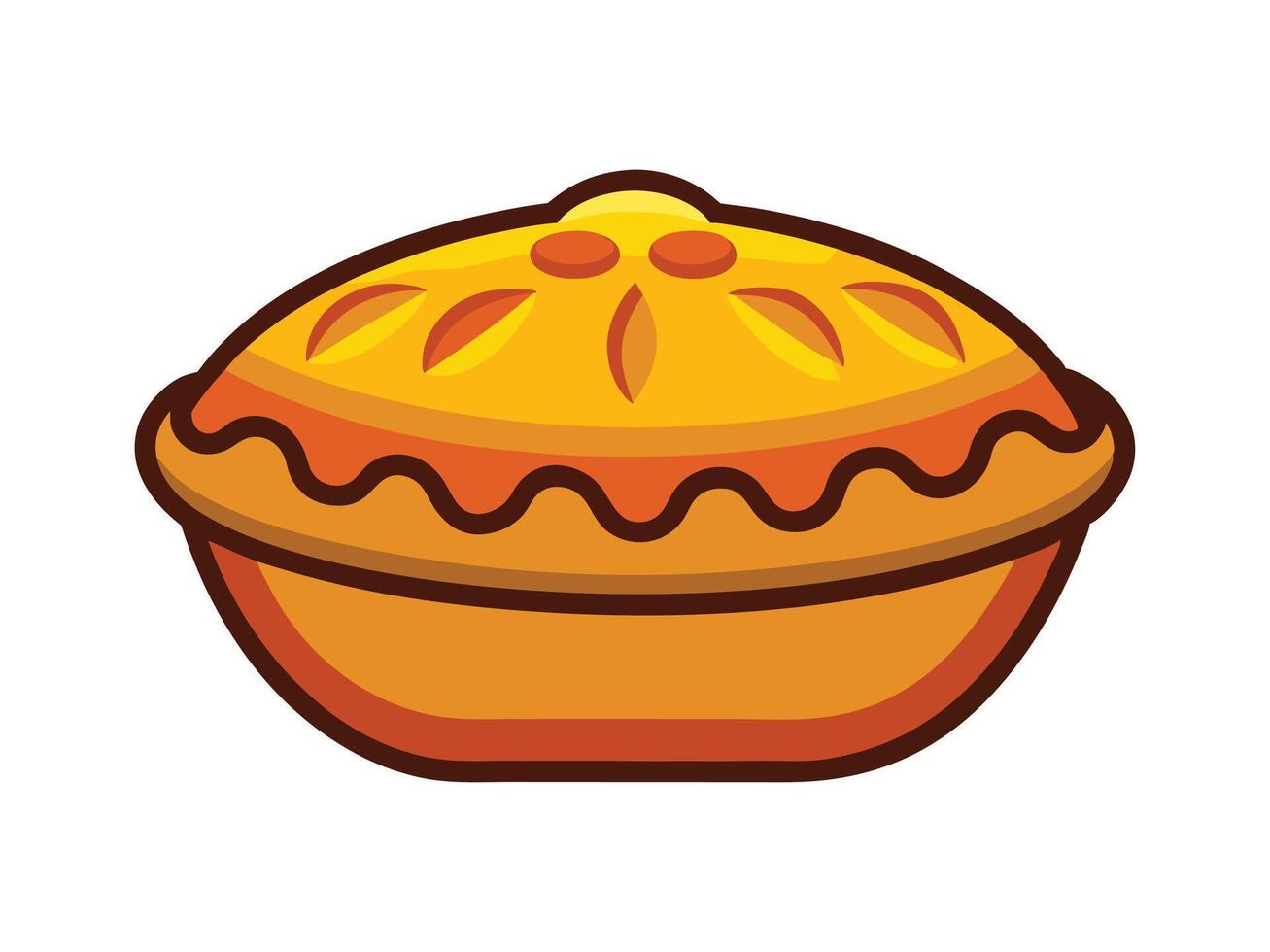 Delicious cartoon illustration of a whole baked pie perfect for thanksgiving or autumn themes vector