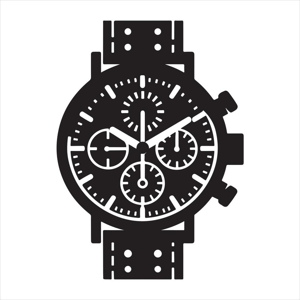 watch black and white icon on a white background vector