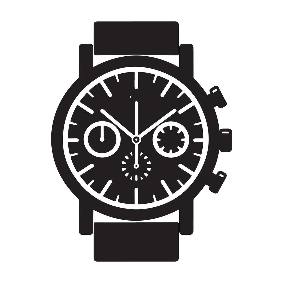 black and white watch icon on a white background vector
