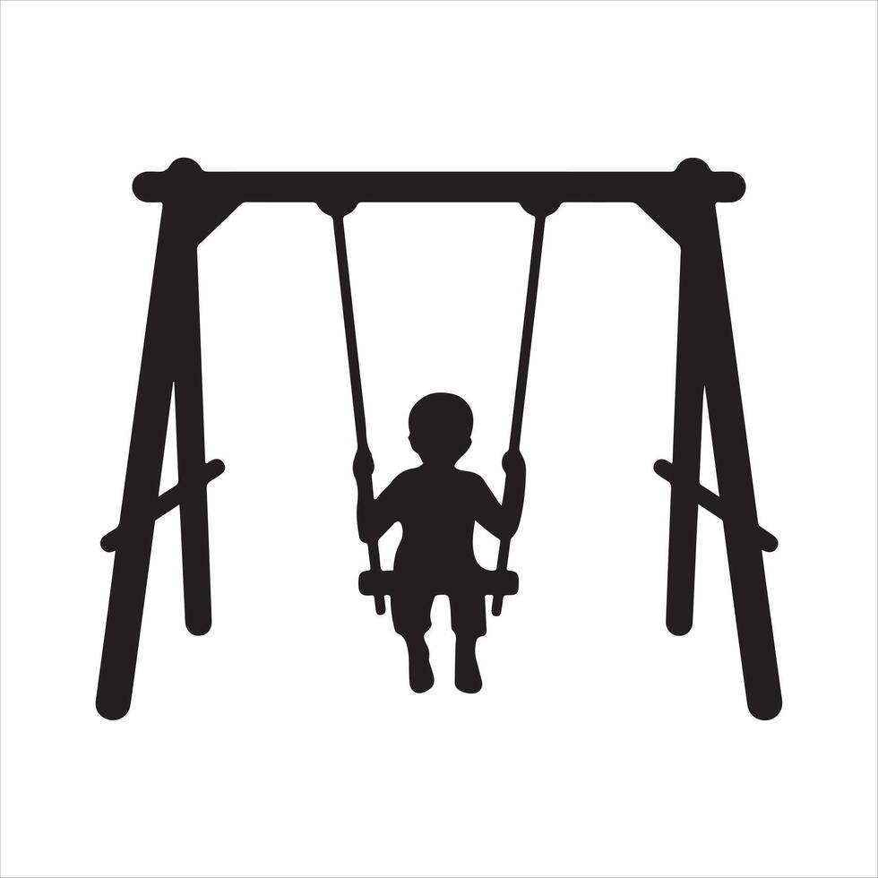 silhouette of a child on a swing vector