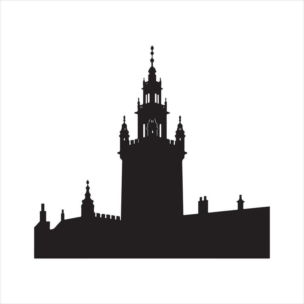 a silhouette of a castle with spires vector