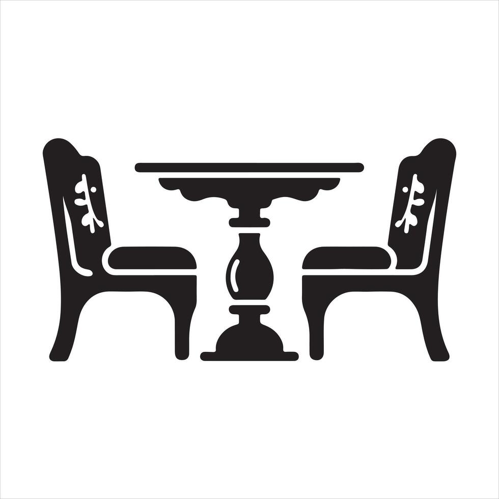 two chairs and table icon on white background vector