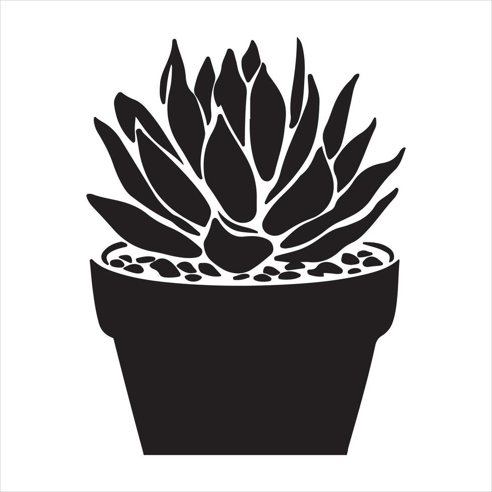 succulent plant in pot icon illustration vector