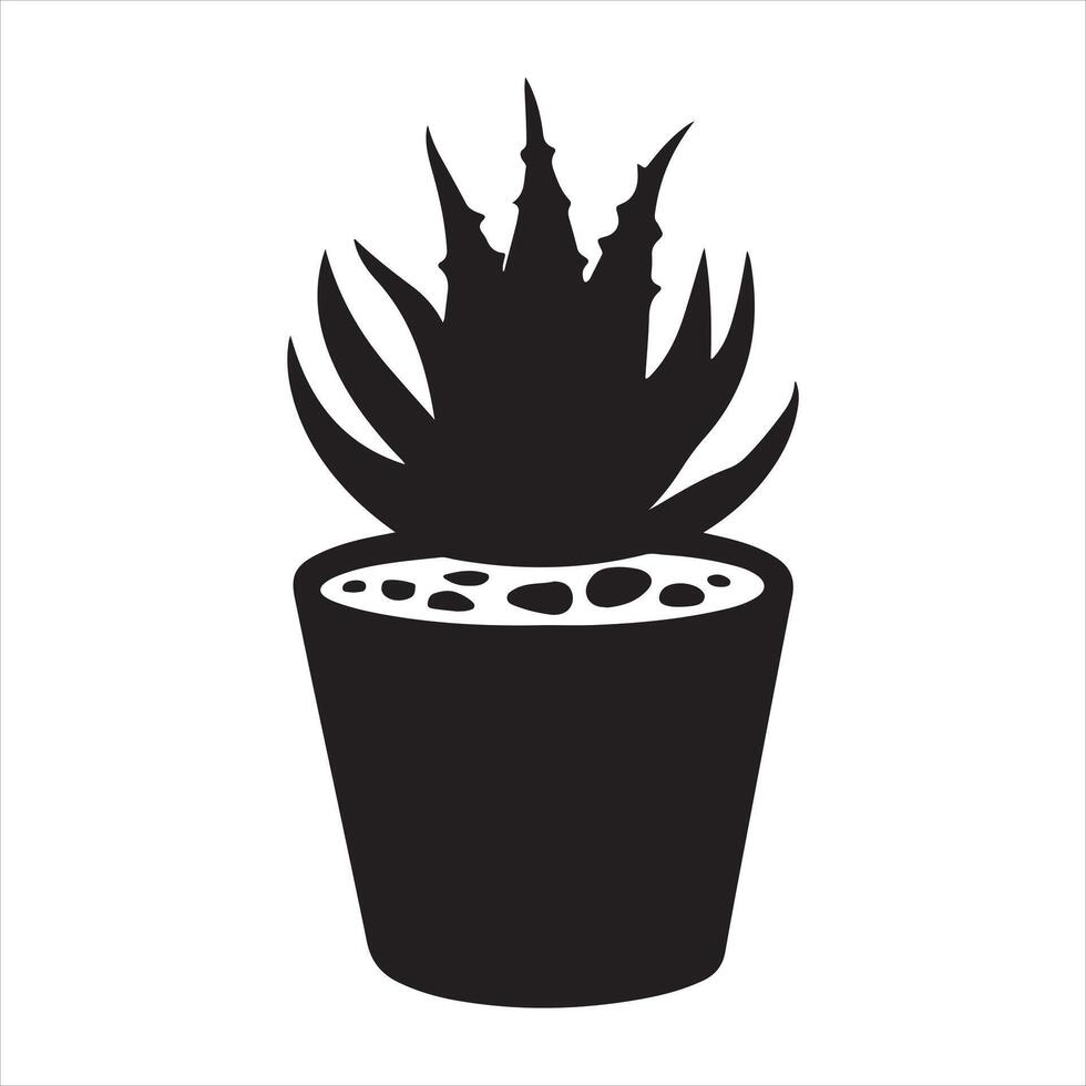 a black and white illustration of a plant in a pot vector