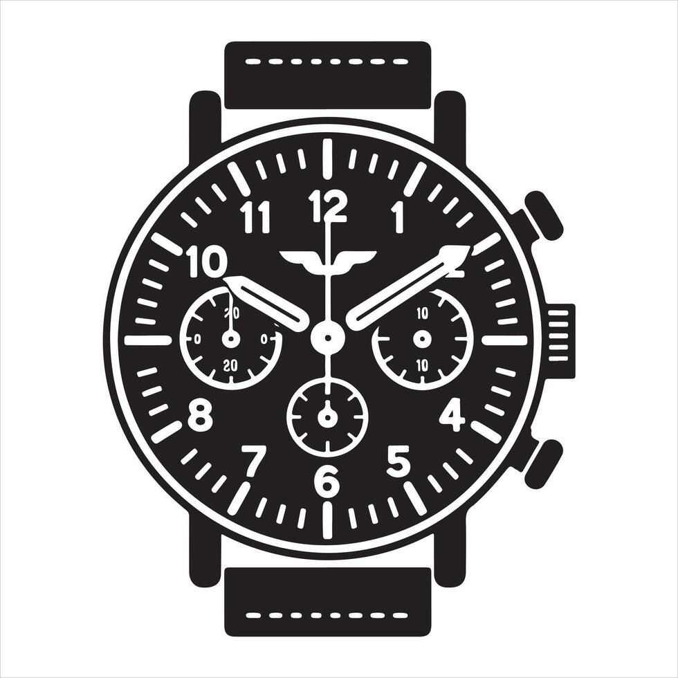 watch luxury brand black and white silhouette on a white background vector