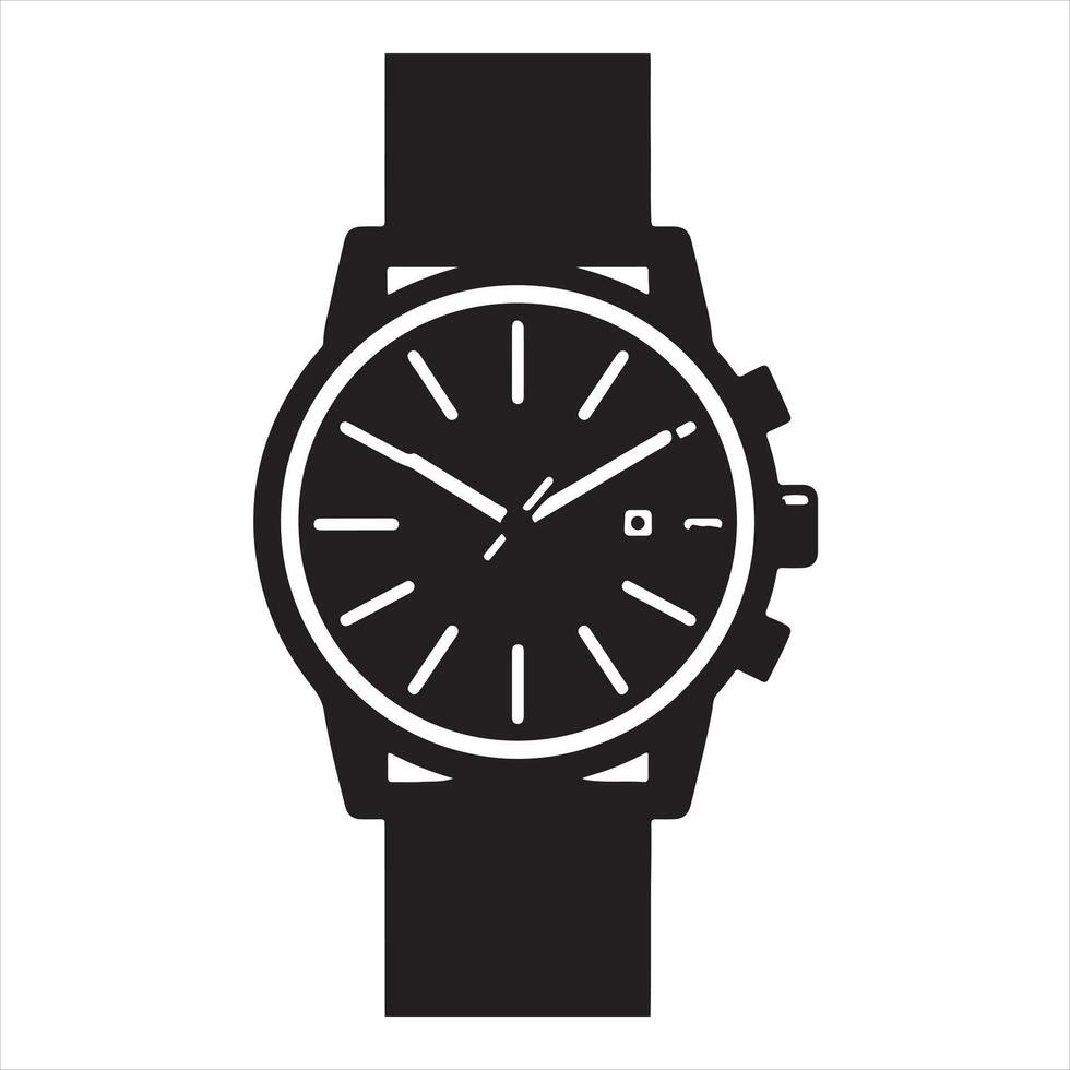 watch black and white on a white background vector