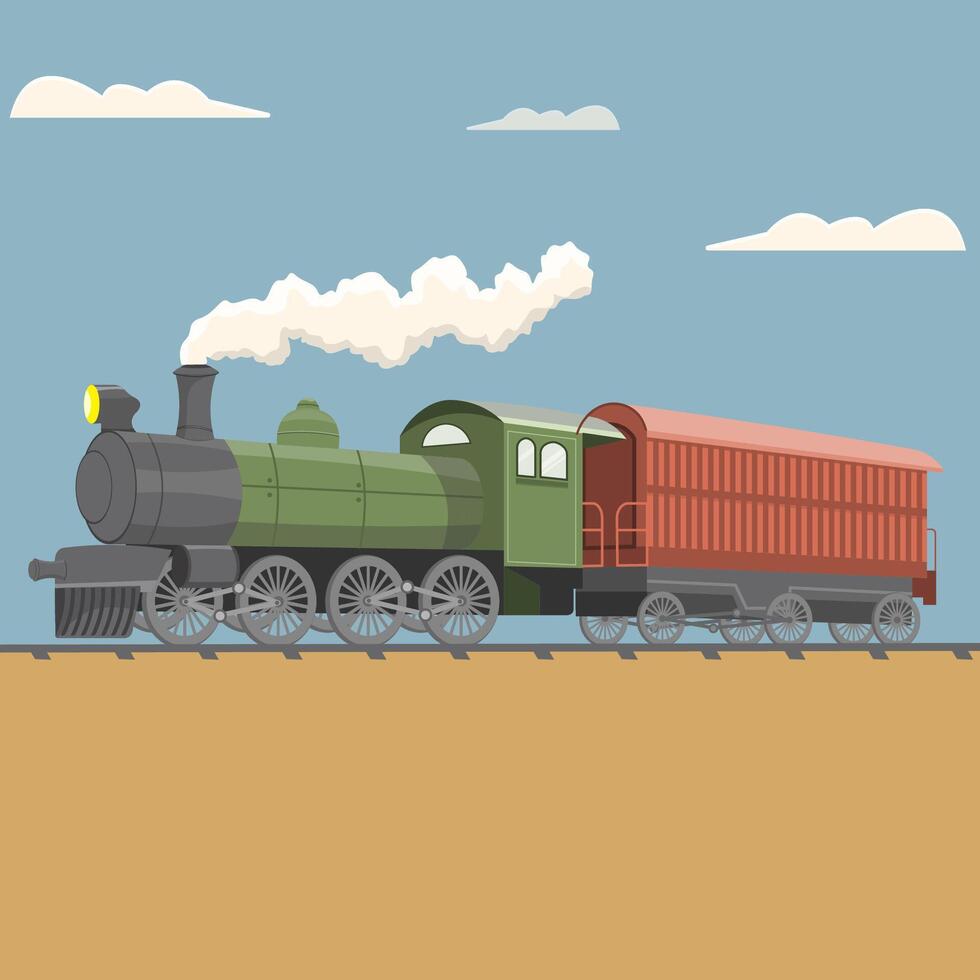 old coal-powered train vector