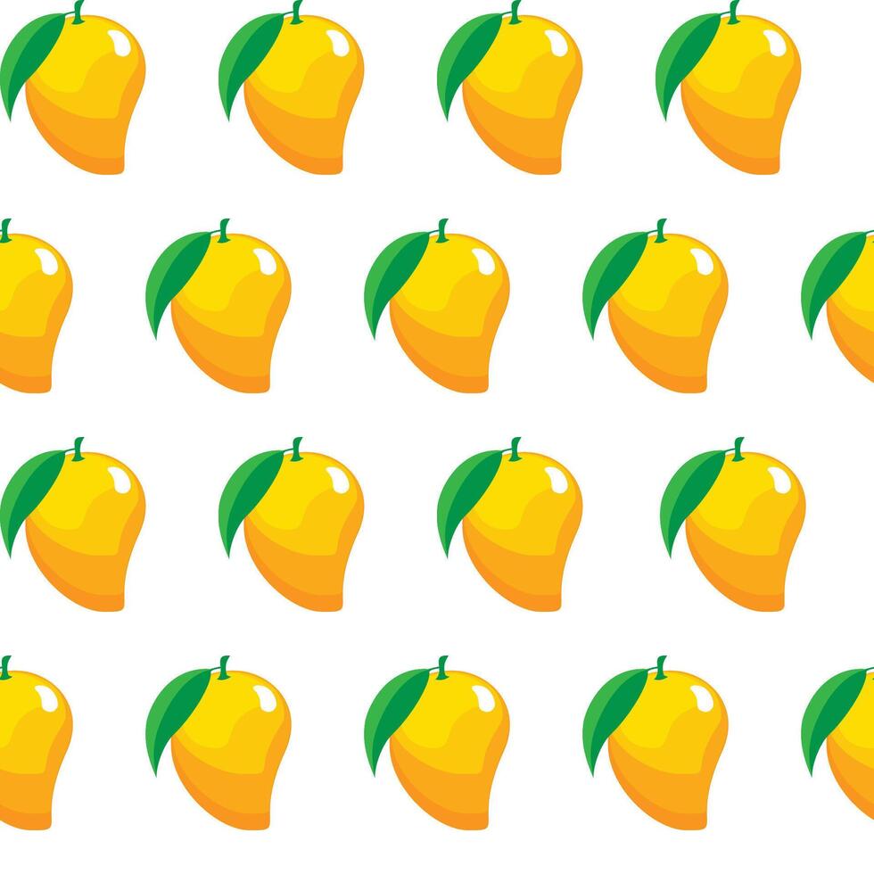 Mango fruit seamless pattern white background vector